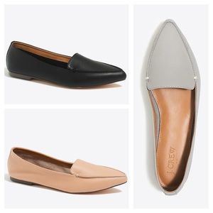 J Crew | black leather pointed loafers
